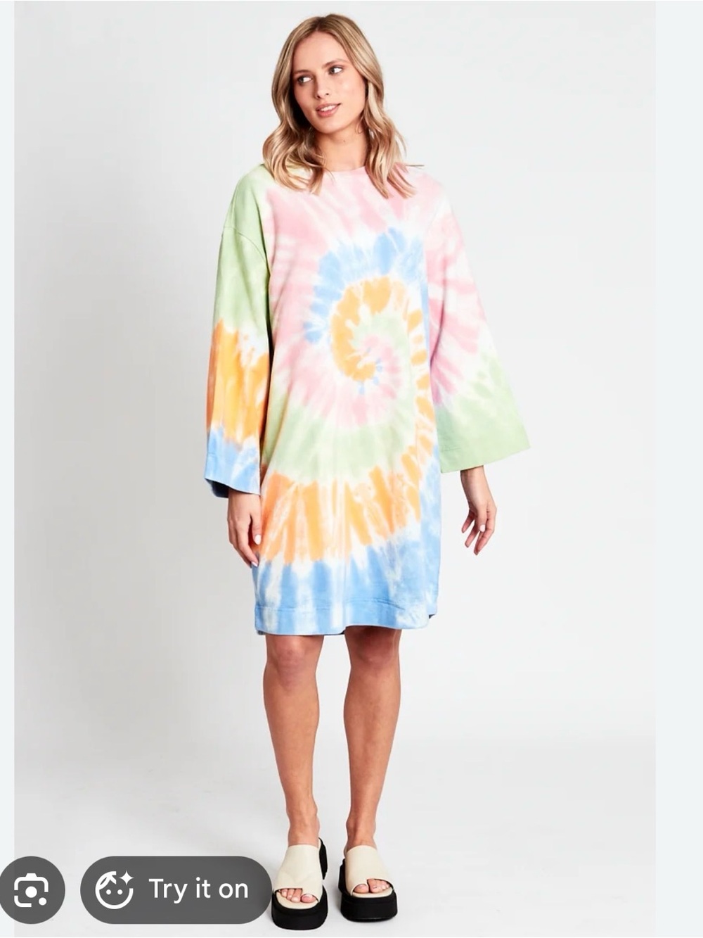 NATIVE YOUTH Pastel Spiral Tie-Dye Mini Dress